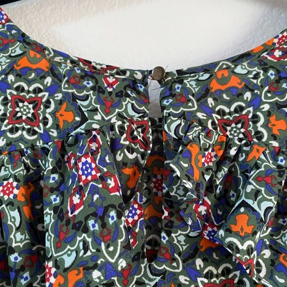 Takara Women Top Multi Cold Shoulder Layered Flowy Sleeve Keyhole Back Size L - Picture 6 of 10